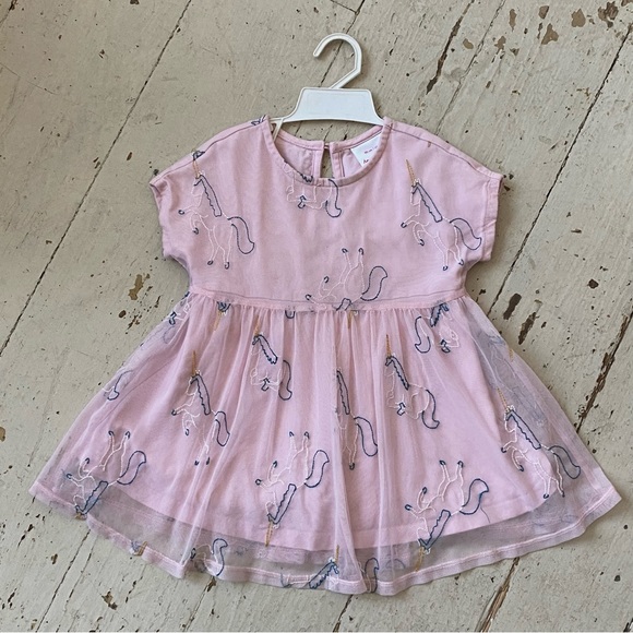 Hanna Andersson Pink Tulle Embroidered Unicorn Dress - Picture 2 of 14